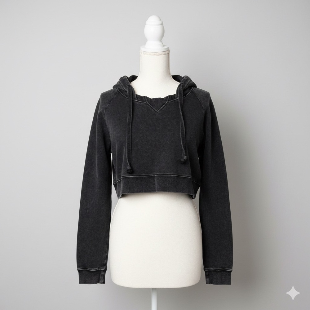Charcoal Cropped Hoodie for Women